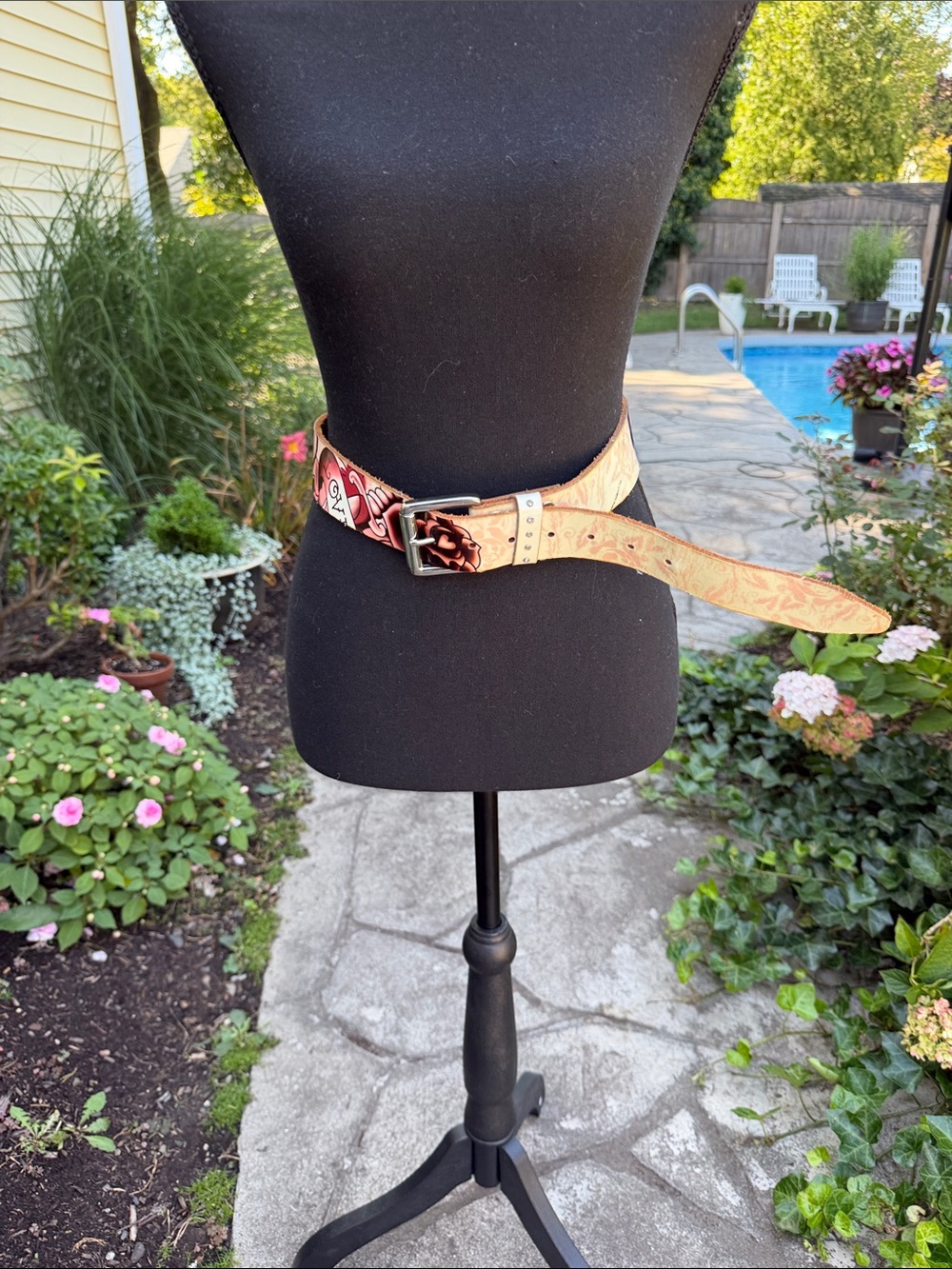 Ed Hardy Genuine Leather Belt Small Pink Tattoo Y2K Christian Audigier